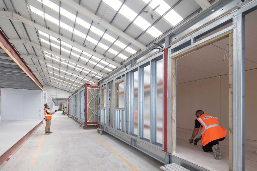 Premier Modular Construction Workers building offsite units